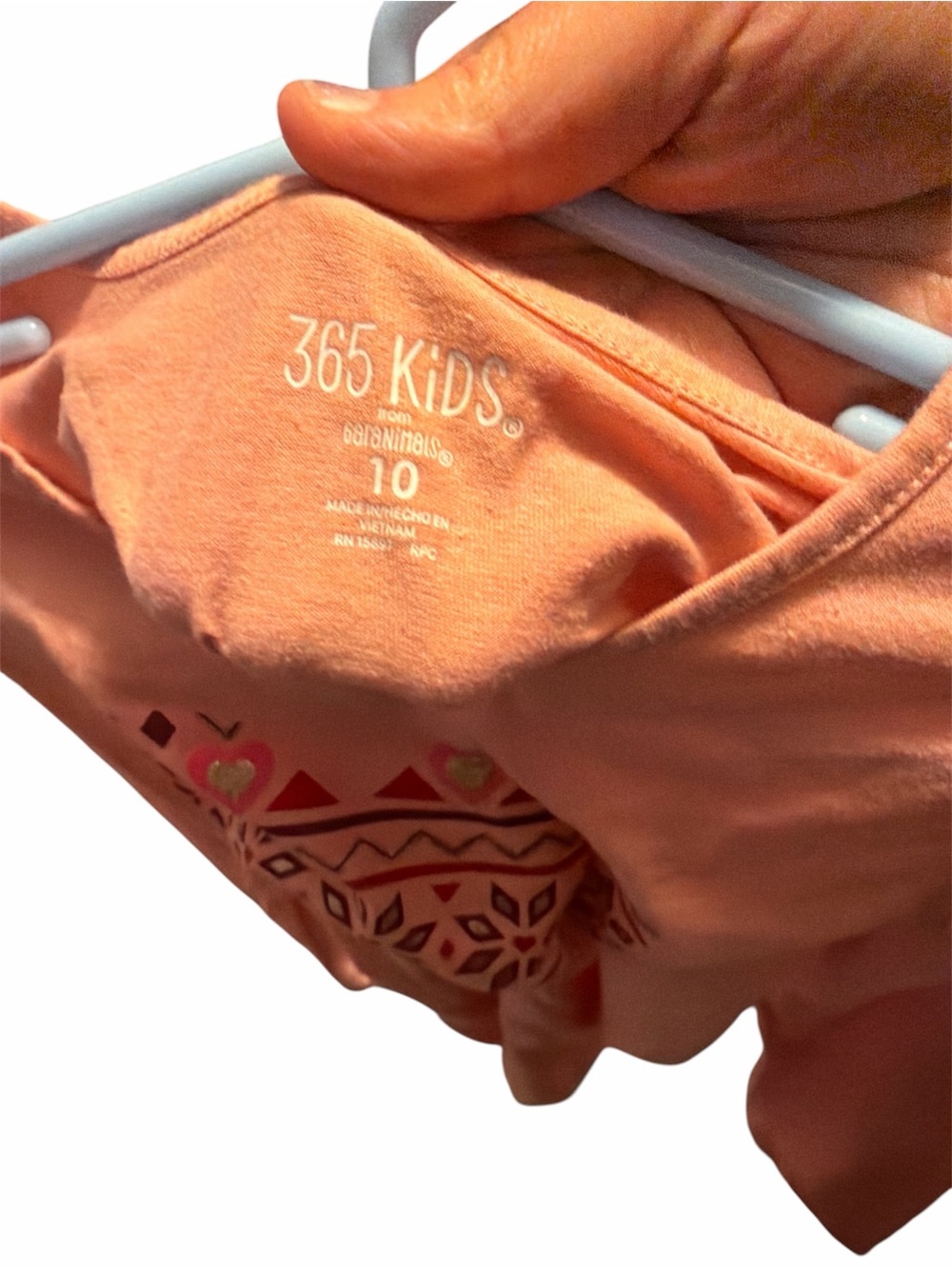 365 KIDS Coral Long Sleeve Heart Graphic Tee - Girls Size 10 - Picture 3 of 3